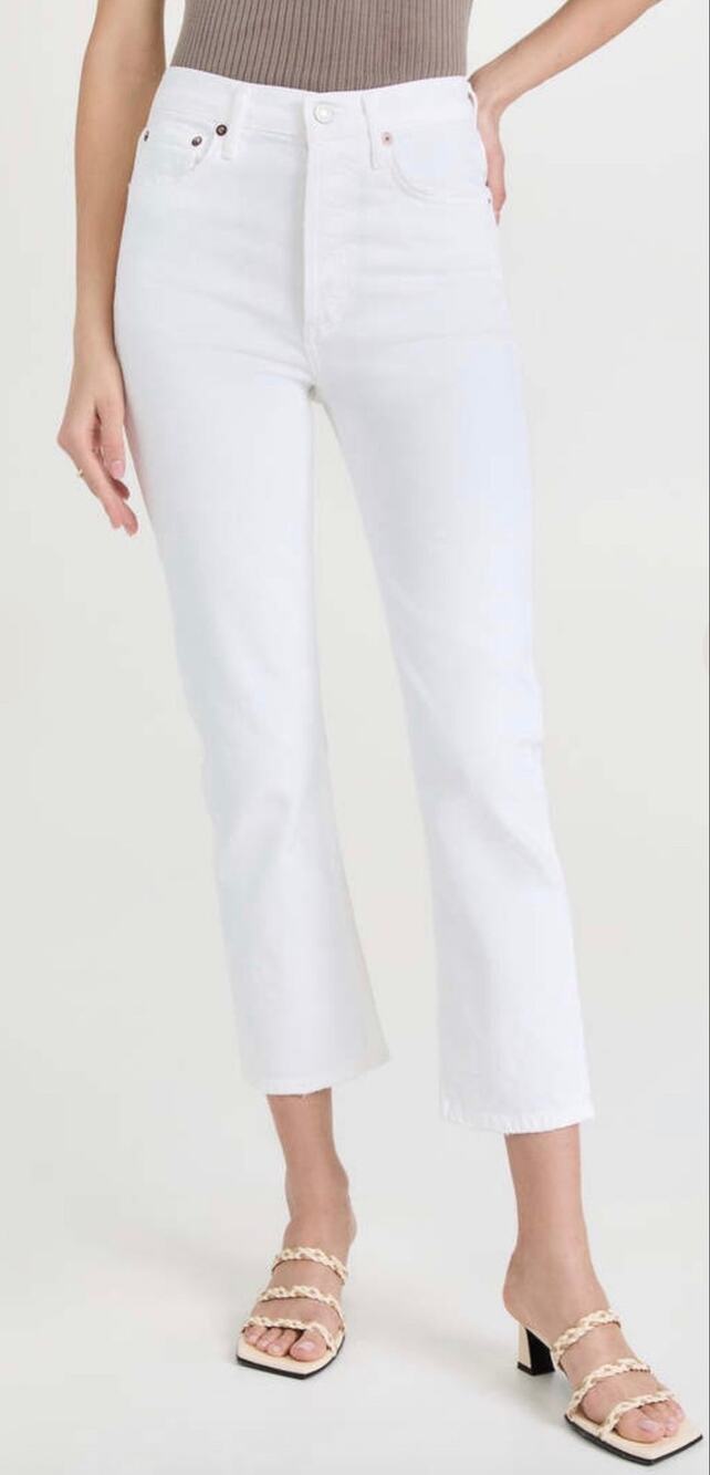 Agolde riley high rise straight crop whip white NWT size 27